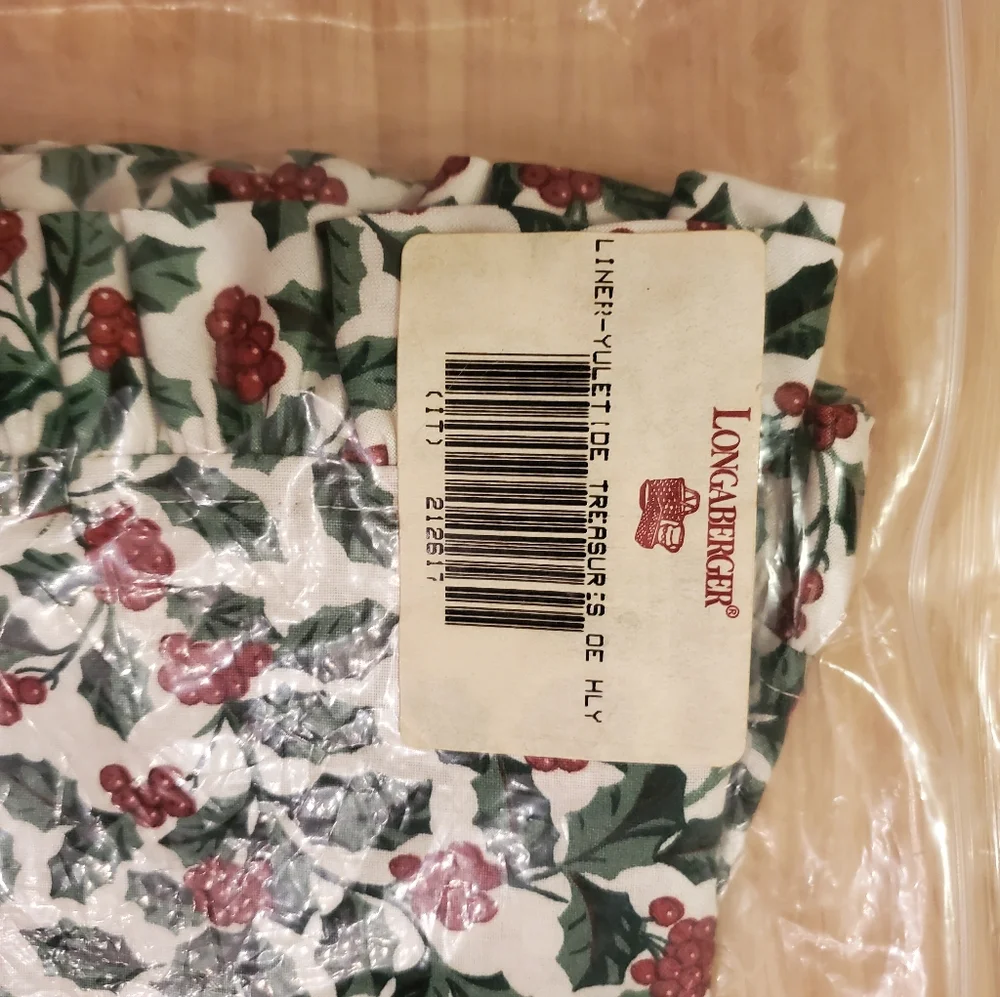 Longaberger Traditional Holly Liner 🌻 Yuletide Treasures